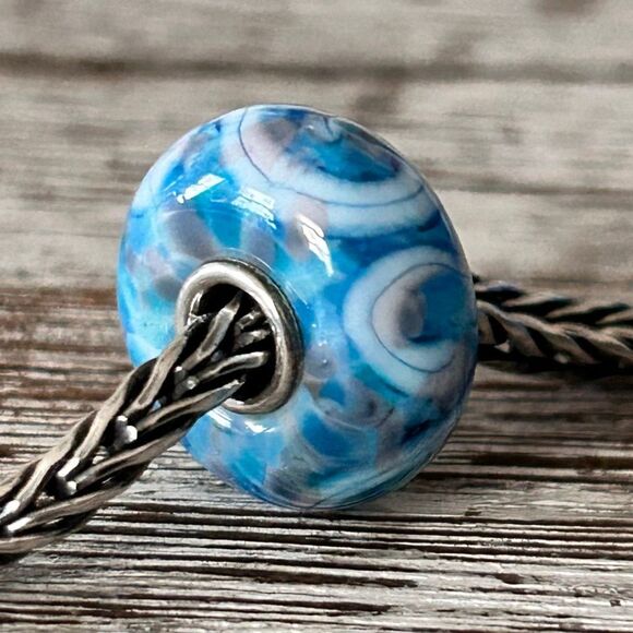 Summersday Artisan Trollbeads Style Trollstone Blue Pink White Mosaic Swirl NEW - Picture 6 of 12